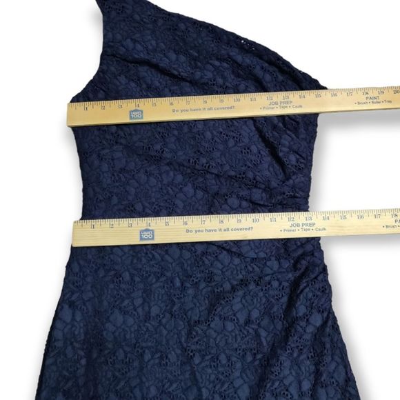 RALPH LAUREN BLUE ONE SHOULDER LACE FITTED EVENING DRESS SIZE 10 - Picture 3 of 6
